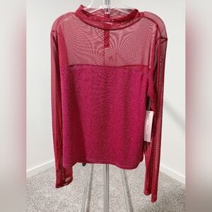 Crave Fame Burgundy Sheer Blouse